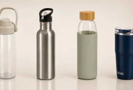 Branded drink bottles compared - Tritan plastic, single-wall stainless, glass with silicone sleeve and double-wall vacuum | Promotional drinkware | PromoMate Australia
